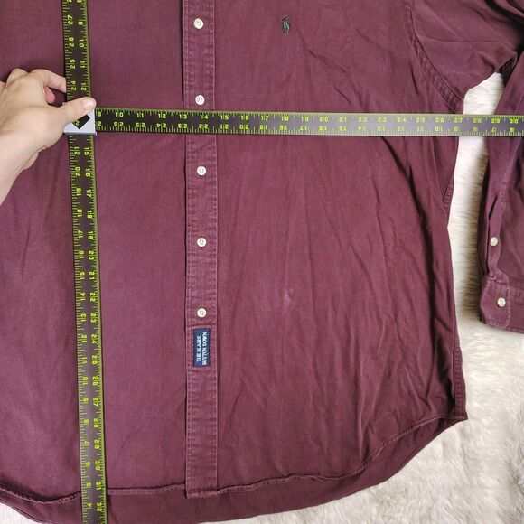 Vtg 90s Polo Ralph Lauren The Blaire Shirt Men's XXL Burgundy Cotton Button Down - Picture 4 of 10